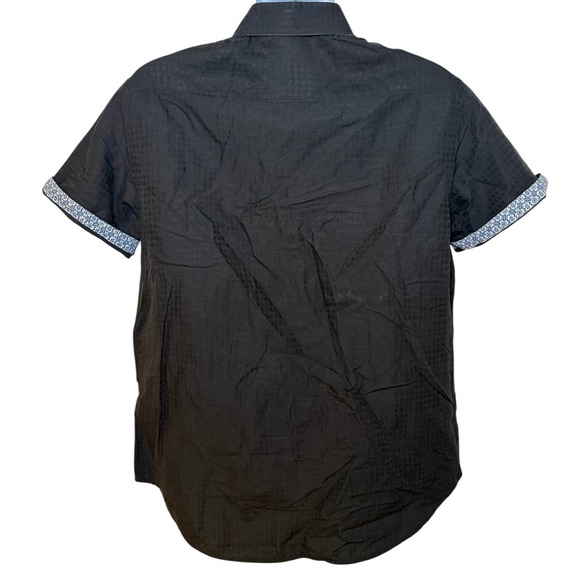 Robert Graham Mens L Black Linen Blend Short Sleeve Button Up Shirt Classic Fit - Picture 3 of 10